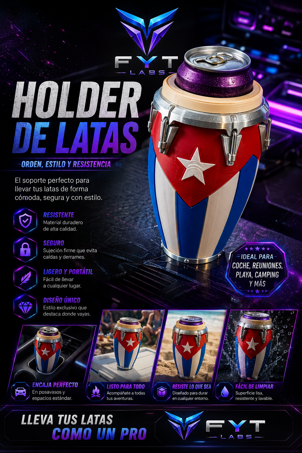 🇨🇺 Soporte de Latas Estilo Cubano